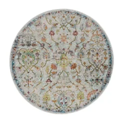 Ronde Vloerkleden-Muratap Picasso Sarough Vintage Rond Vloerkleed Creme / Beige Laagpolig - 300 CM ROND