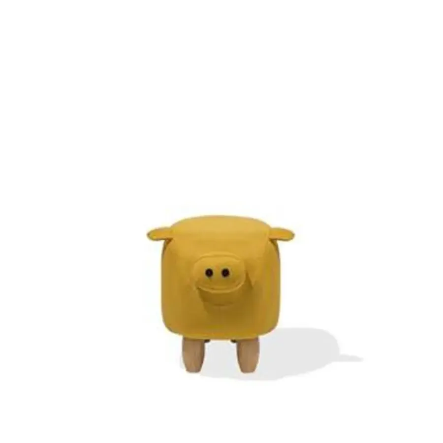 Hockers En Voetenbanken-Beliani PIGGY - Hocker - Geel - Polyester