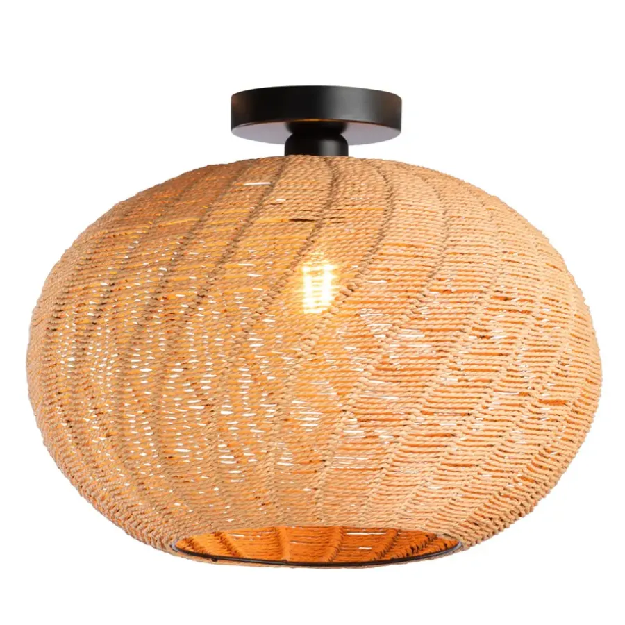 Plafondlampen-Leen Bakker Plafondlamp Joya - naturel - Ø40x31 cm