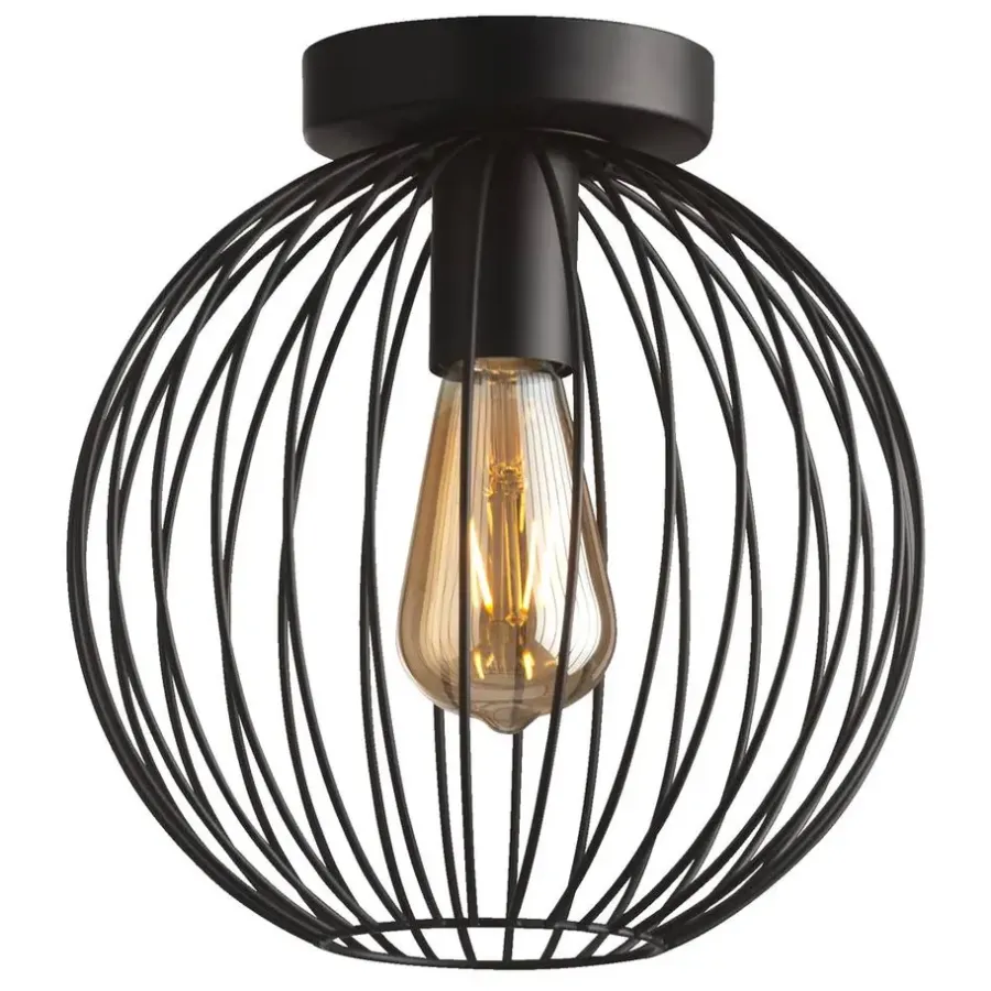 Leen Bakker Plafondlamp Xavier - zwart - 25,5xØ25 cm