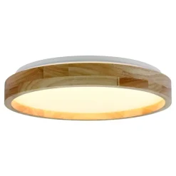Leen Bakker Plafonnière Noah LED - houtlook metaal/kunststof - 6,5xØ27,2 cm