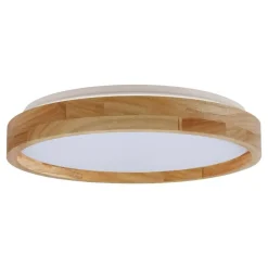 Leen Bakker Plafonnière Noah LED - houtlook metaal/kunststof - 6,5xØ27,2 cm