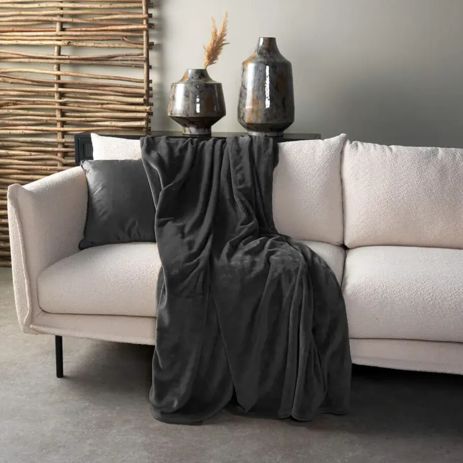 Plaids-Sierkussen.nl Plaid Charlie - Charcoal Gray - 200x220 cm