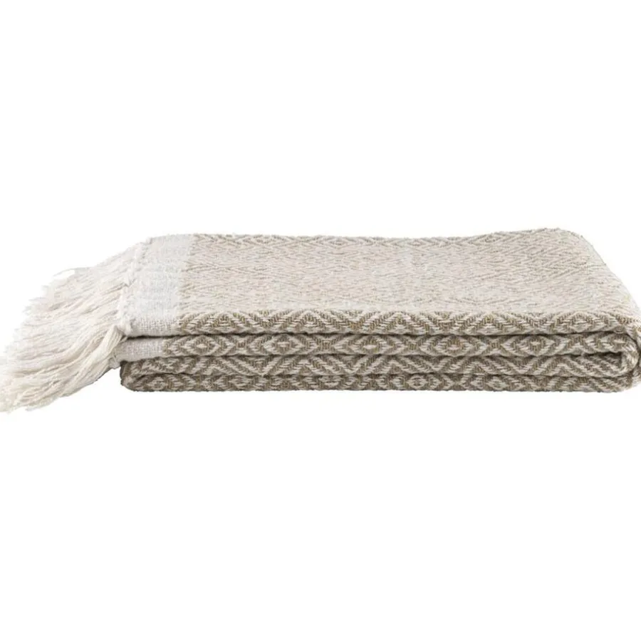 Plaids-Leen Bakker Plaid Karst - zand - 130x170 cm