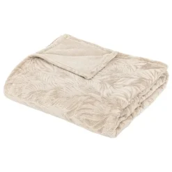 Atmosphera Plaid/bankdeken Leafes - beige - 180 x 230cm - polyester