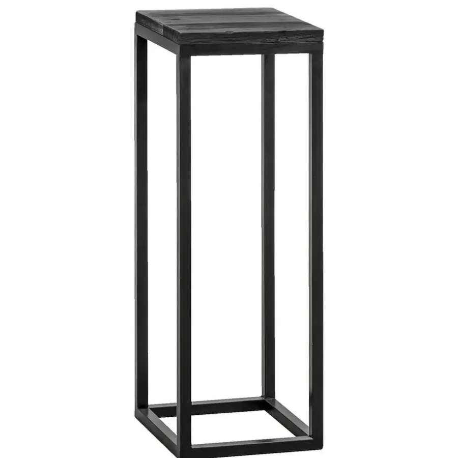 Bijzettafels-Leen Bakker Plantentafel Gijs - zwart - 70x25x25 cm
