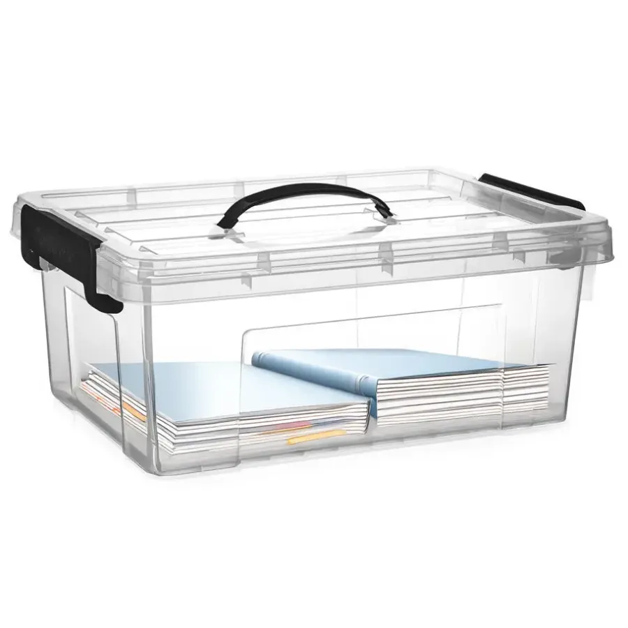 Opbergboxen-PlasticForte Opbergbox met deksel - grijs - 12.5L - kunststof