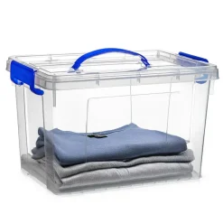 Opbergboxen-PlasticForte Opbergbox met deksel - blauw - 11L - kunststof