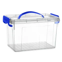 Opbergboxen-PlasticForte Opbergbox met deksel - blauw - 6L - kunststof