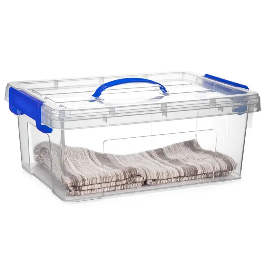 Opbergboxen-PlasticForte Opbergbox met deksel - blauw - 12.5L - kunststof