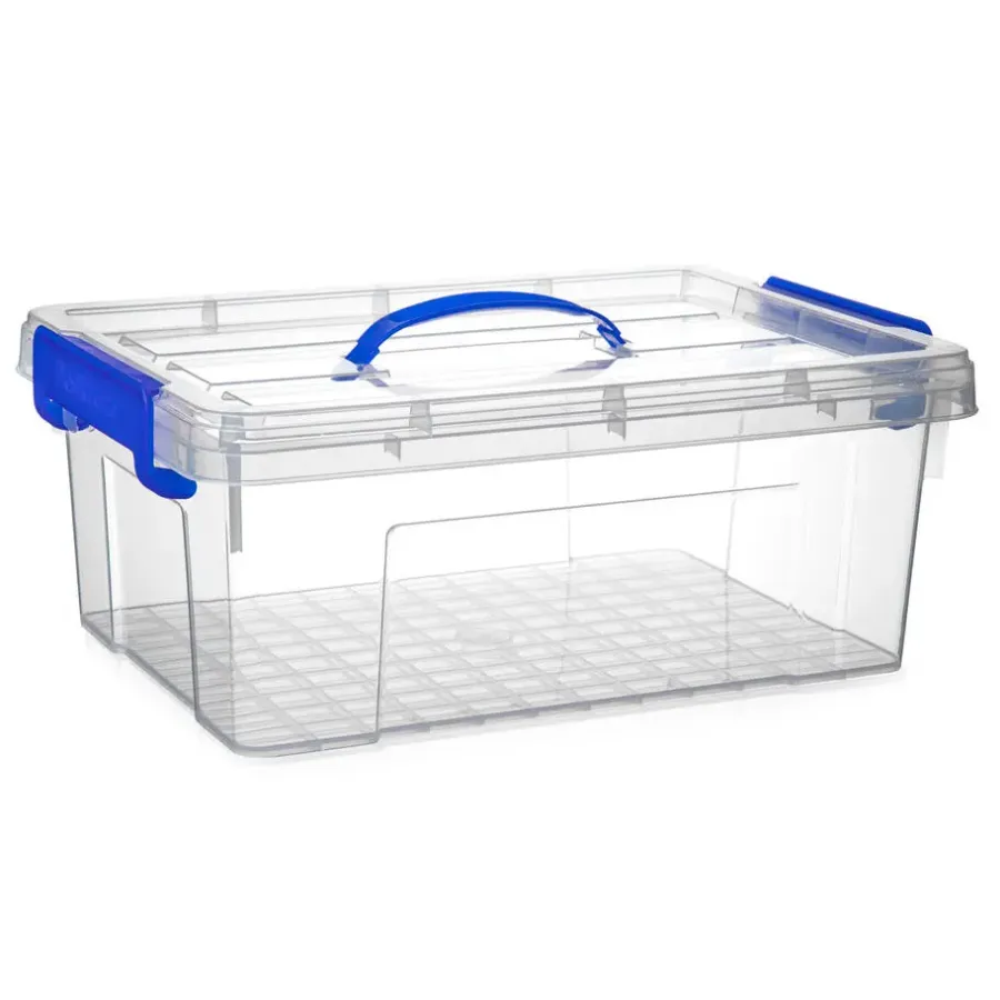 Opbergboxen-PlasticForte Opbergbox met deksel - blauw - 12.5L - kunststof