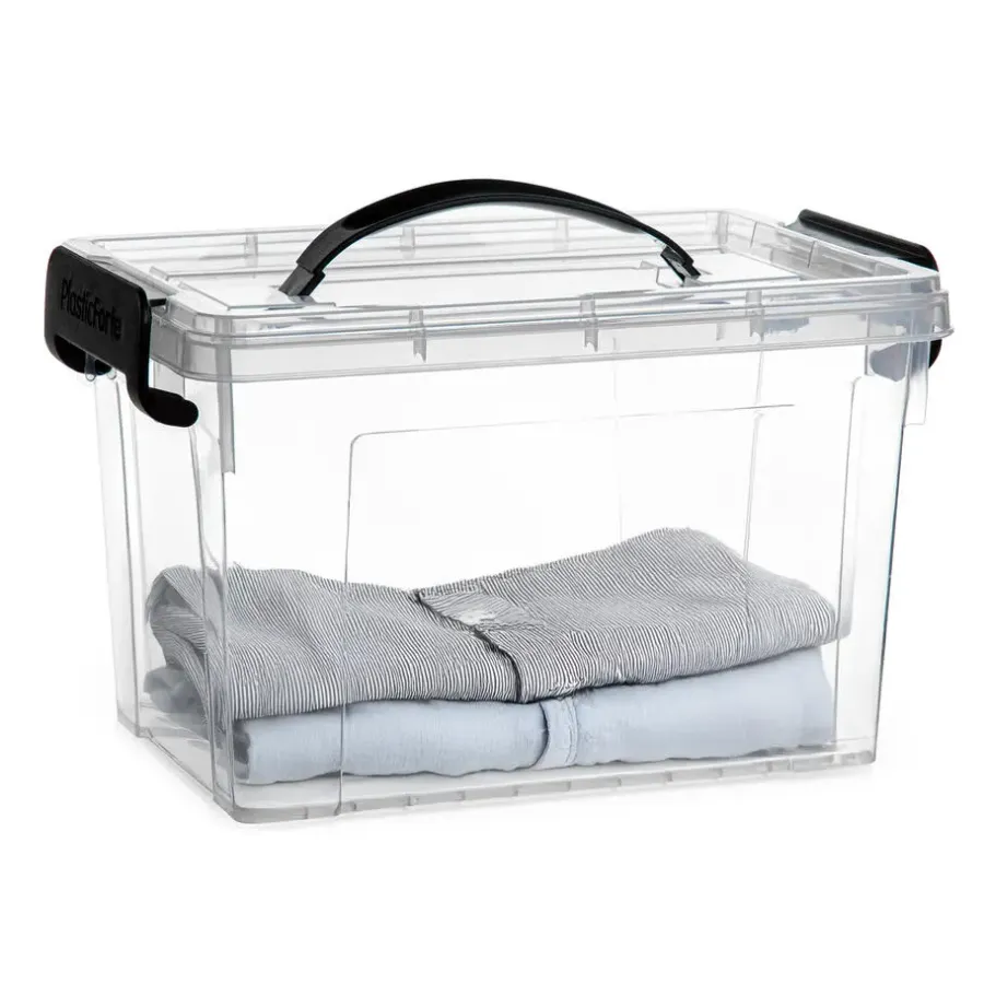 PlasticForte Opbergbox met deksel - grijs - 6L - kunststof