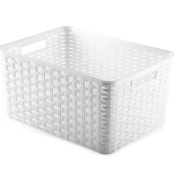PlasticForte Opbergmand - Kastmand - rotan kunststof - wit - 18 L