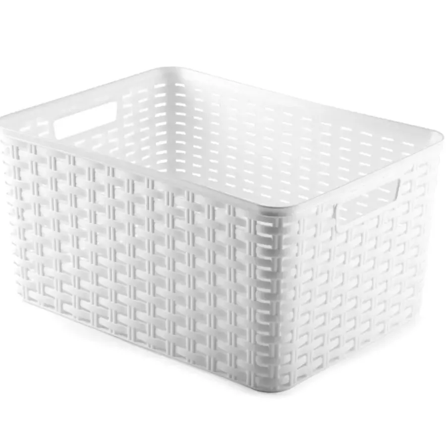 PlasticForte Opbergmand - Kastmand - rotan kunststof - wit - 18 L