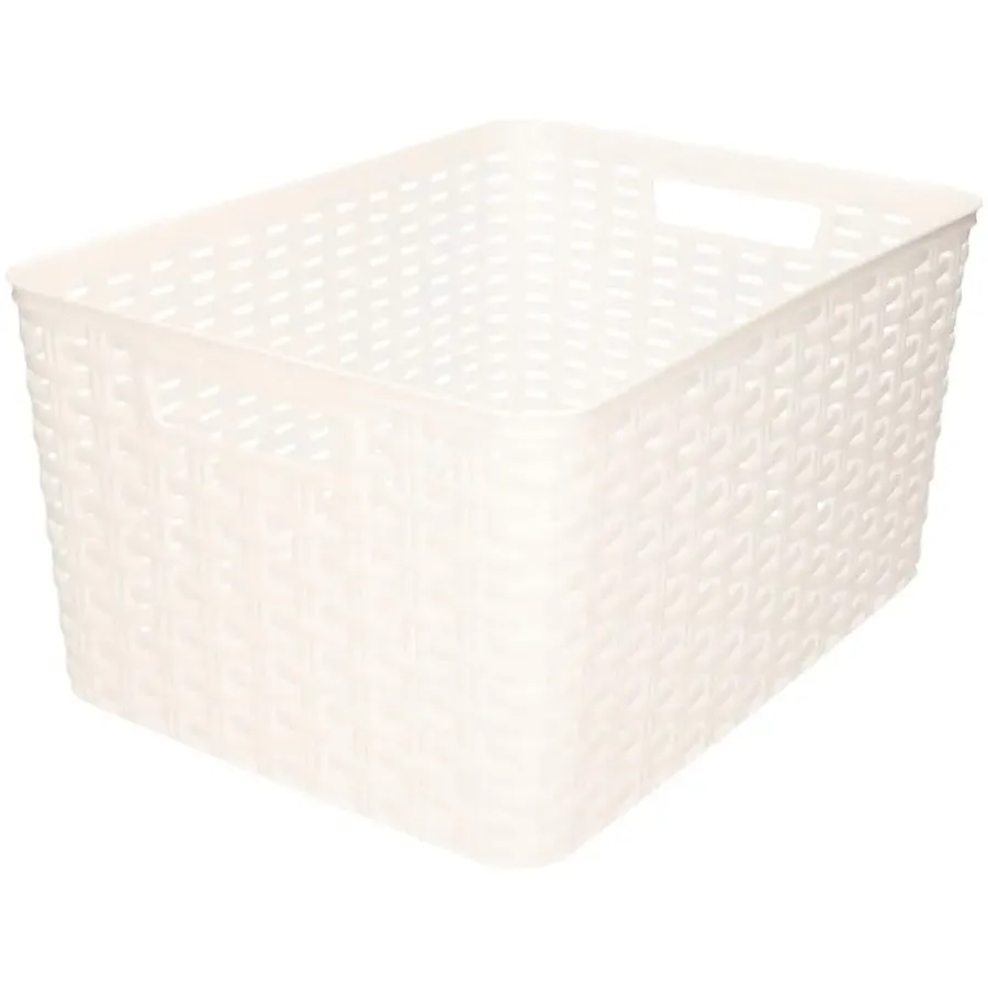 PlasticForte Opbergmand - Kastmand - rotan kunststof - wit - 18 L
