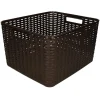 Opbergmanden-PlasticForte Opbergmand - rotan kunststof - donkerbruin - 28 L