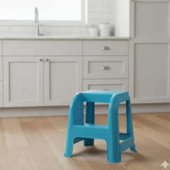 Krukjes-PlasticForte Opstapkrukje - 2 tredes - blauw - 45 cm