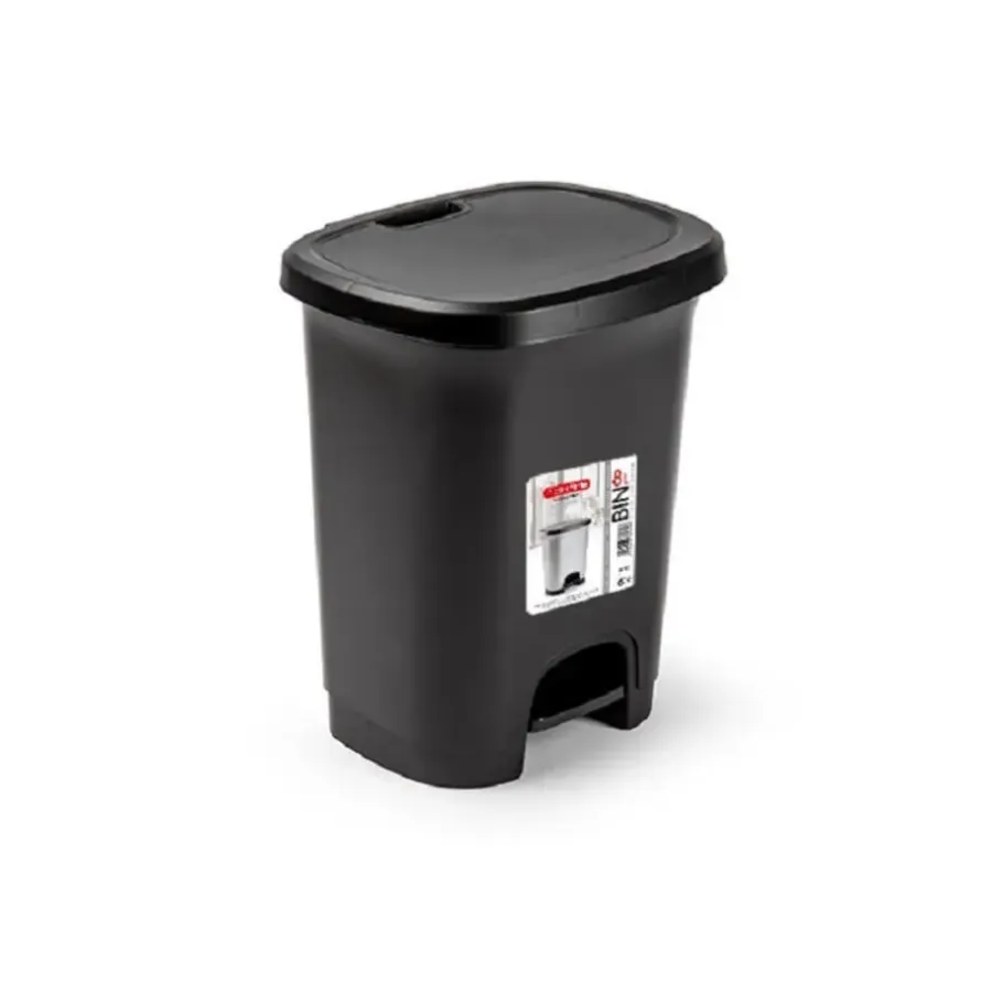 Prullenbakken-PlasticForte Pedaalemmer - zwart - 8 l - 30 cm