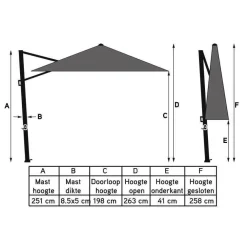 Parasols-Platinum Challenger T2 zweefparasol premium - 3,5x2,6 m. - Champagne teak