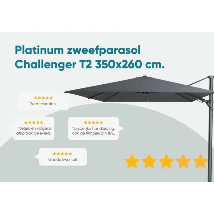 Platinum Challenger T2 zweefparasol premium - 3,5x2,6 m. - Champagne