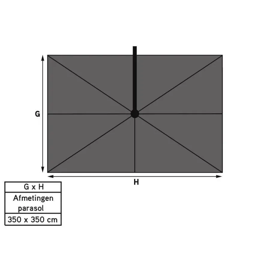 Platinum Challenger vierkante parasol T1 Premium 3,5x3,5 m - Manhattan