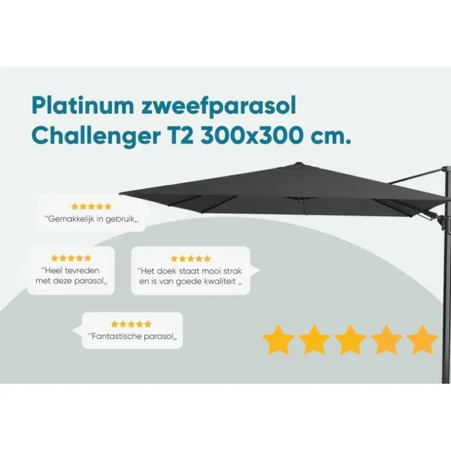 Platinum Challenger Zweefparasol T2 premium - 3x3 m. Lush Green