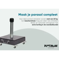 Platinum Riva stokparasol 3 m. rond - Teak Antraciet