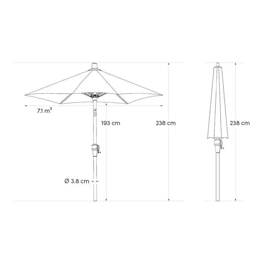 Platinum Riva stokparasol 3 m. rond - Teak Antraciet