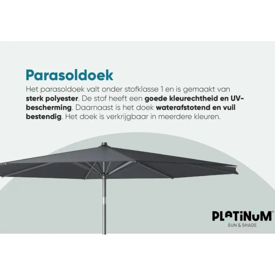 Platinum Riva stokparasol 3 m. rond - Teak Antraciet