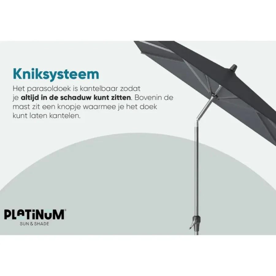 Platinum Riva stokparasol 3 m. rond - Teak Antraciet