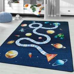 Vloerkleden Kinderkamer-Muratap Play Speeltapijt Ruimte - 140x200 cm - Blauw - Vloerkleed Kinderkamer