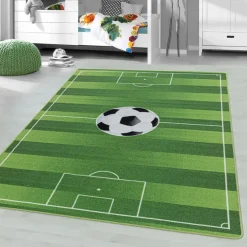 Vloerkleden Kinderkamer-Muratap Play Voetbal Speeltapijt - 140x200 cm - Groen - Vloerkleed Kinderkamer