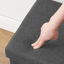 Poefen-Merkloos Poef - opvouwbaar - zonder poten - stof - 76 cm - donkergrijs