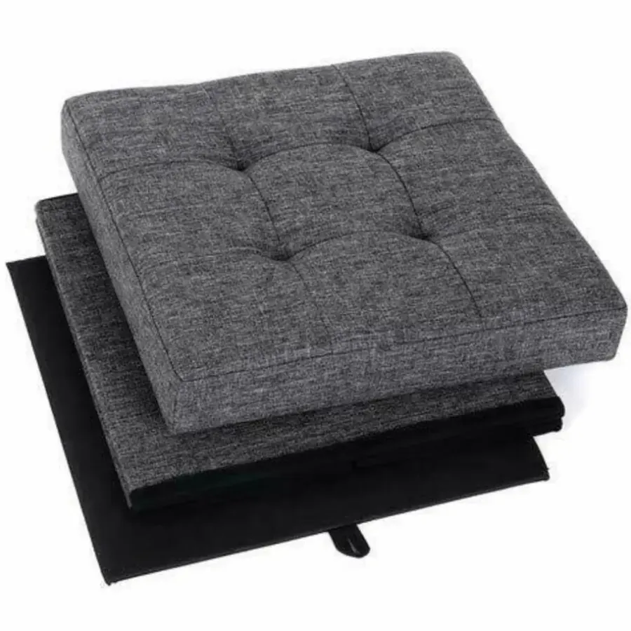 Poefen-Merkloos Poef - opvouwbaar - zonder poten - stof - 38 cm - donkergrijs