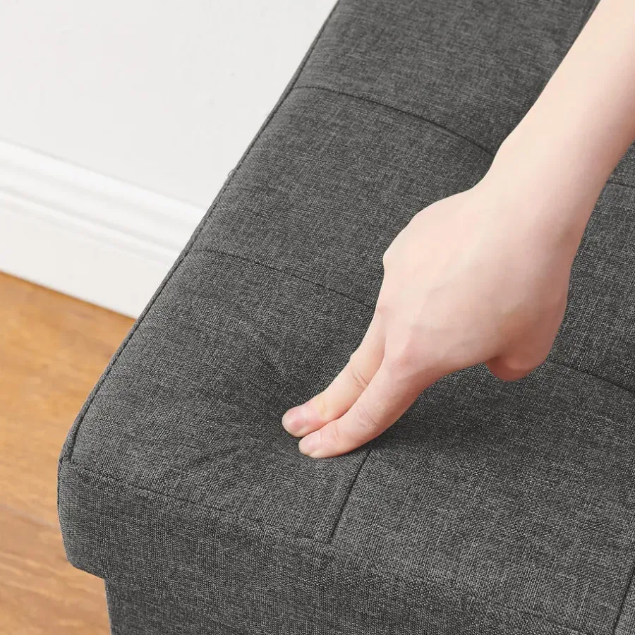 Poefen-Merkloos Poef - opvouwbaar - zonder poten - stof - 38 cm - donkergrijs
