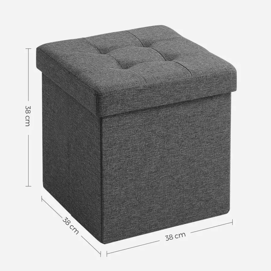 Poefen-Merkloos Poef - opvouwbaar - zonder poten - stof - 38 cm - donkergrijs
