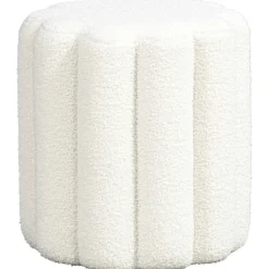 Leen Bakker Poef Bilbao - wit - 40xØ38 cm