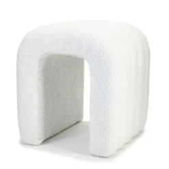 Poefen-Giga Meubel Poef Bouclé Beige - Zithoogte 45 cm - Japandi Stijl