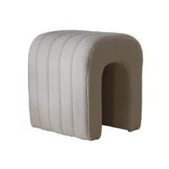 Poefen-Giga Meubel Poef Bouclé Taupe - Zithoogte 45 cm - Japandi Stijl
