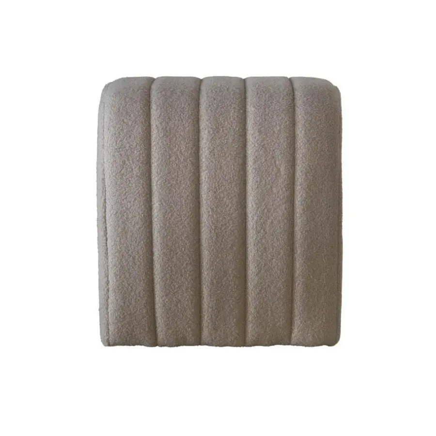 Poefen-Giga Meubel Poef Bouclé Taupe - Zithoogte 45 cm - Japandi Stijl