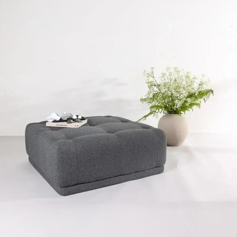Fjôrd Poef Donkergrijs Stof - 100x100x40cm - Turin