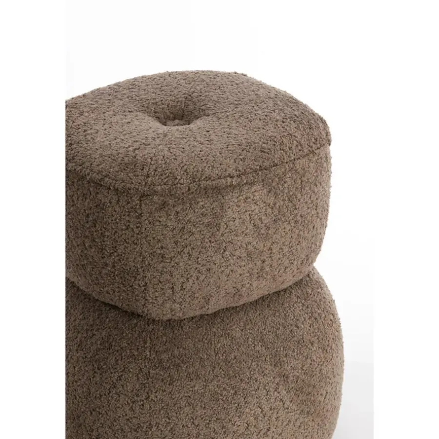 Light & Living Poef Leyla - Bruin - Ø40cm