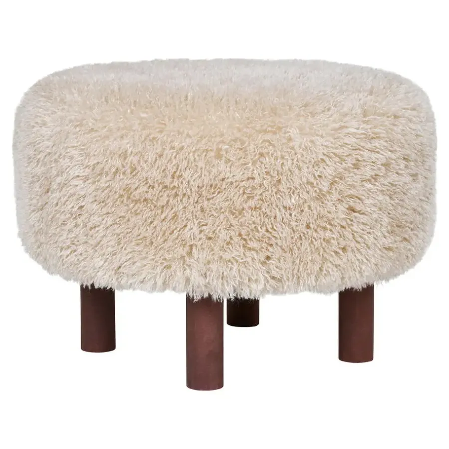 House Nordic Poef Lichtbruin Stof - Zithoogte 33cm - Ø50x33cm - Inverness