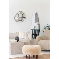 House Nordic Poef Lichtbruin Stof - Zithoogte 33cm - Ø50x33cm - Inverness