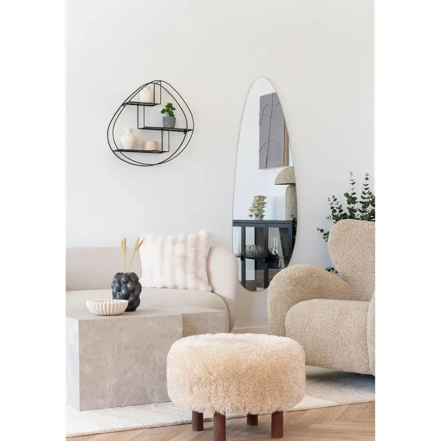 House Nordic Poef Lichtbruin Stof - Zithoogte 33cm - Ø50x33cm - Inverness