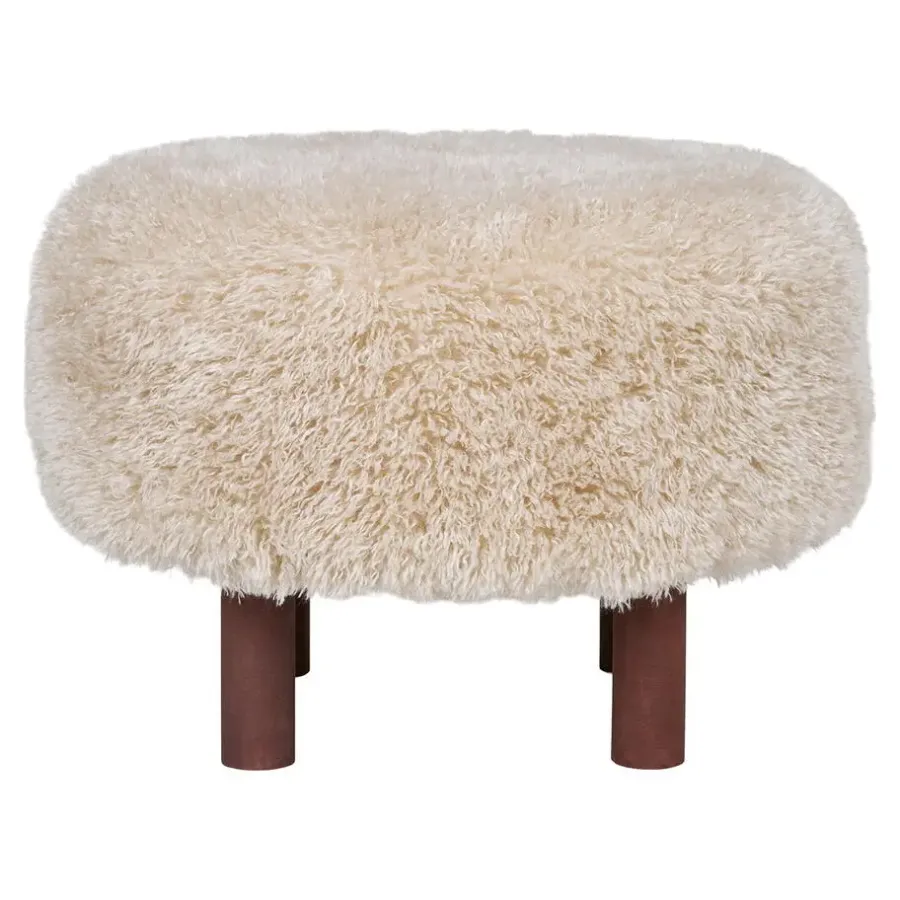 House Nordic Poef Lichtbruin Stof - Zithoogte 33cm - Ø50x33cm - Inverness