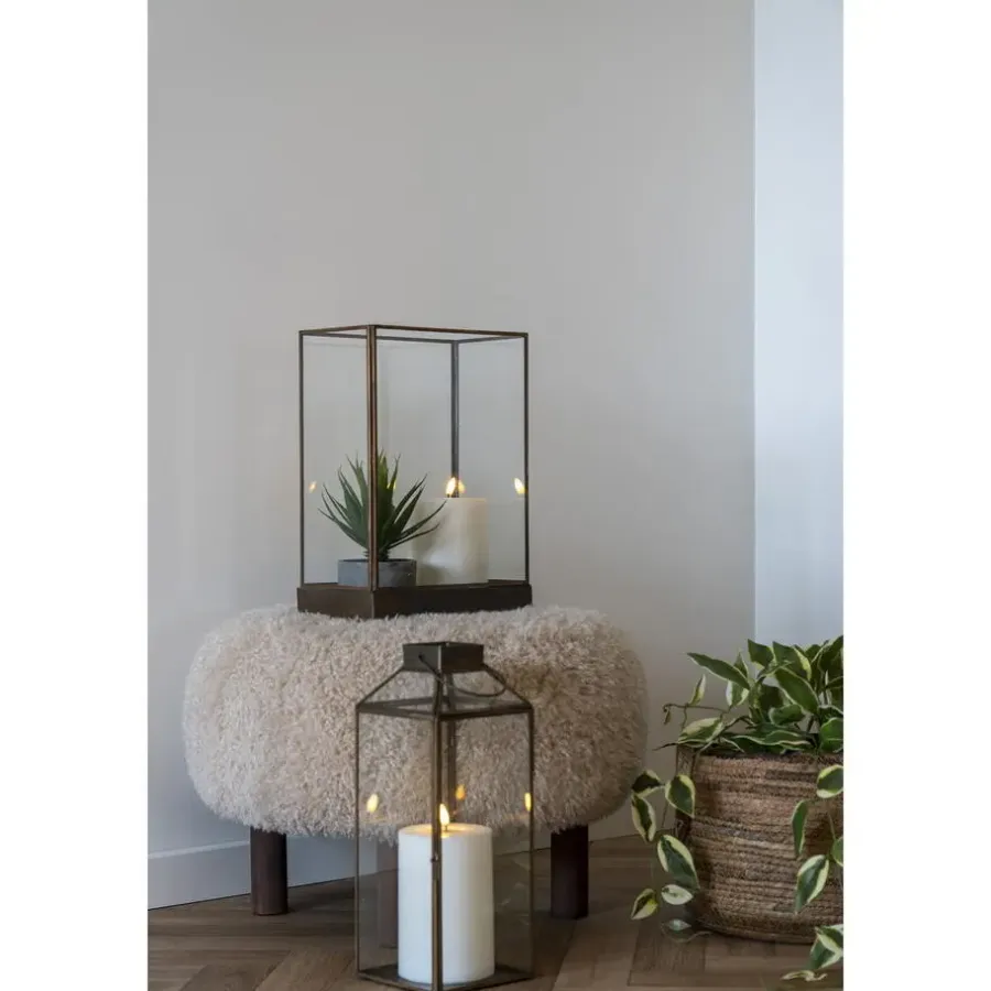 House Nordic Poef Lichtbruin Stof - Zithoogte 33cm - Ø50x33cm - Inverness