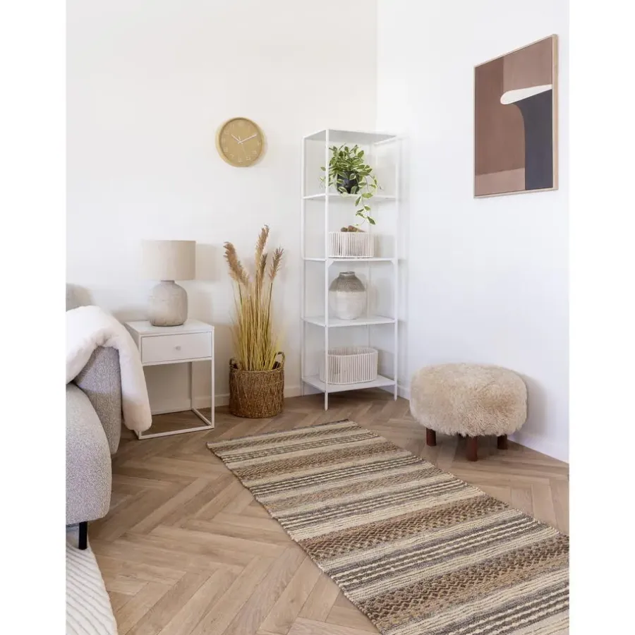 House Nordic Poef Lichtbruin Stof - Zithoogte 33cm - Ø50x33cm - Inverness