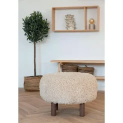 House Nordic Poef Lichtbruin Stof - Zithoogte 33cm - Ø50x33cm - Inverness