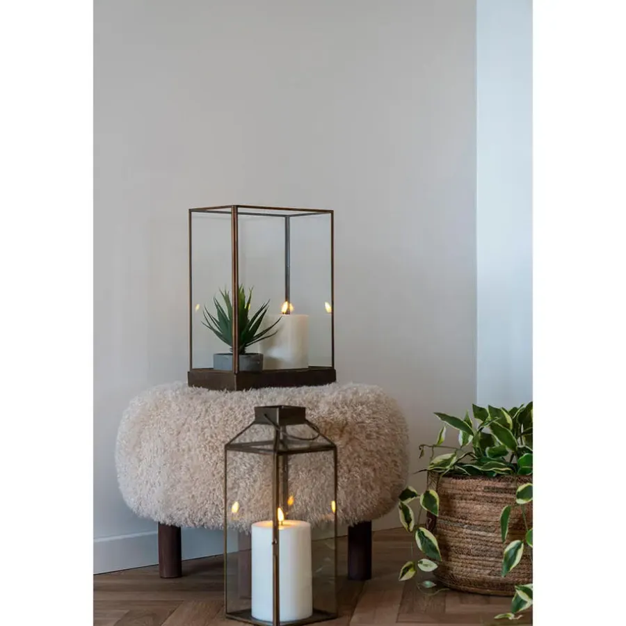 House Nordic Poef Lichtbruin Stof - Zithoogte 33cm - Ø50x33cm - Inverness